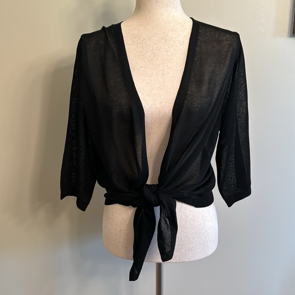 Akemi + Kin Open Front Sheer Tie Cardigan - Picture 5 of 11